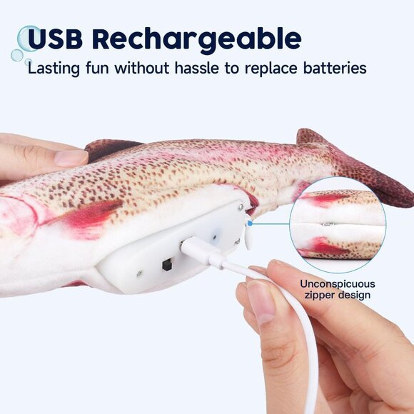 Potaroma Electric Flopping Fish Cat Toy Wiggle Trout Catnip Motion Pet Play NEW - Picture 6 of 6